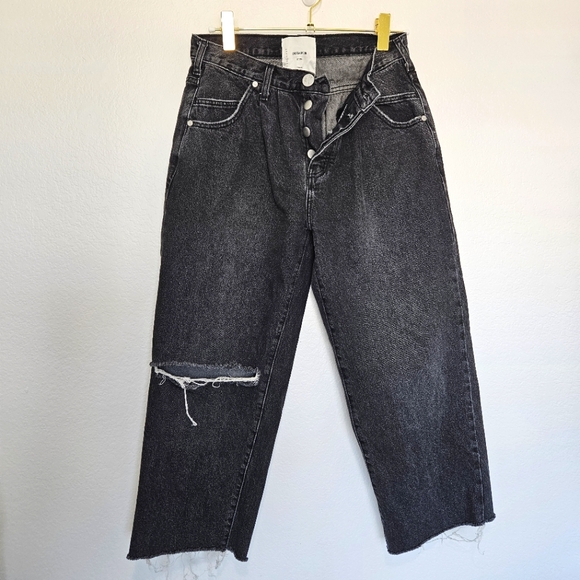 One Teaspoon | Smiths Wide Leg Barrel Denim Jeans Washed Black, Womens 26 - Picture 1 of 7